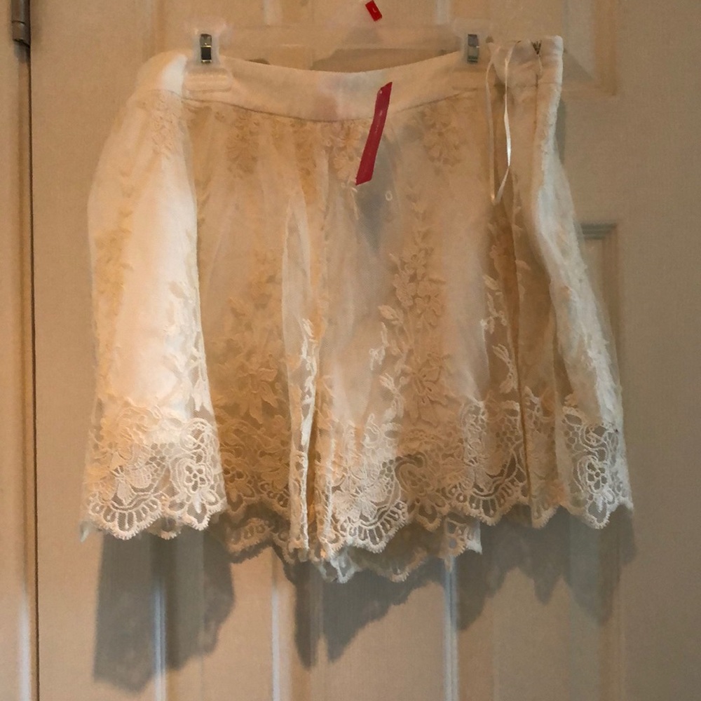 Natural (cream) lace dress shorts size Large